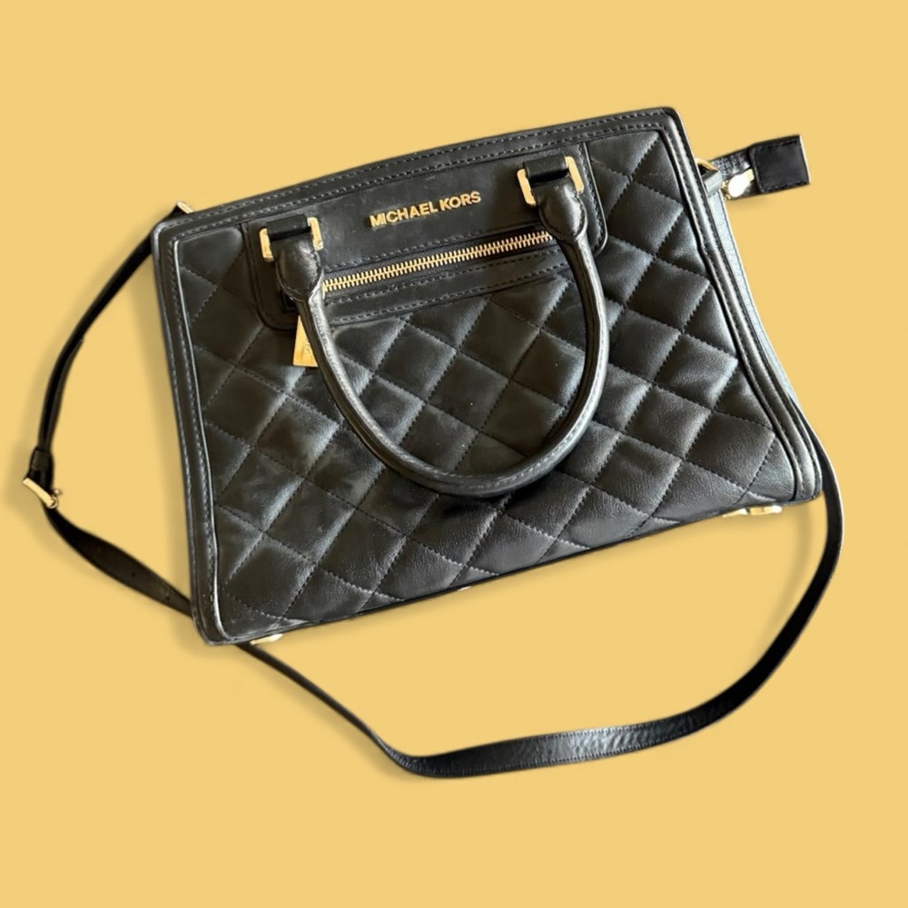Michael Kors Black Quilted Satchel